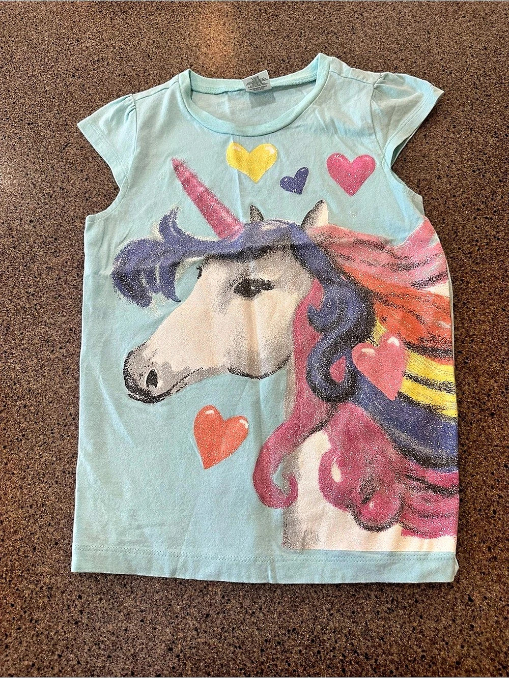 Gymboree Unicorn Glitter Graphic Tee Girls Size 7